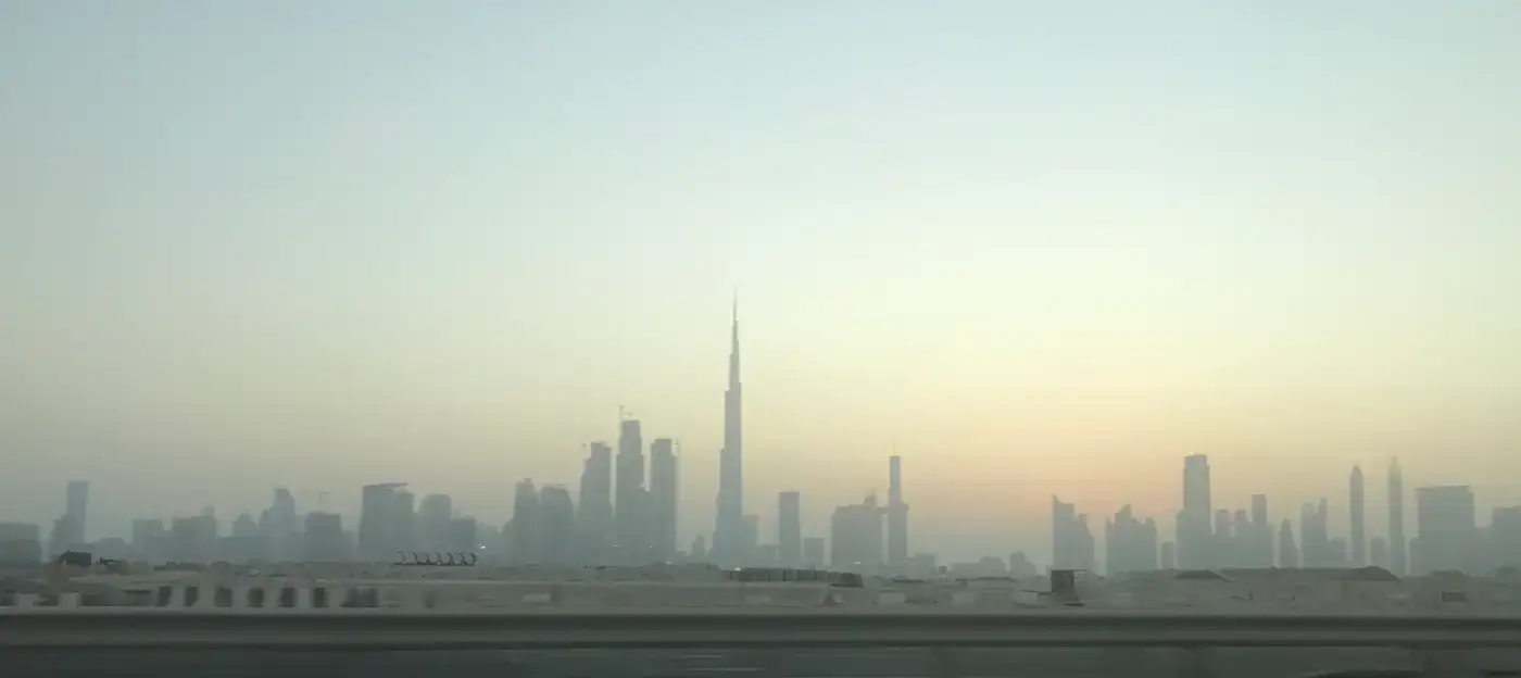Dubai skyline at sunset